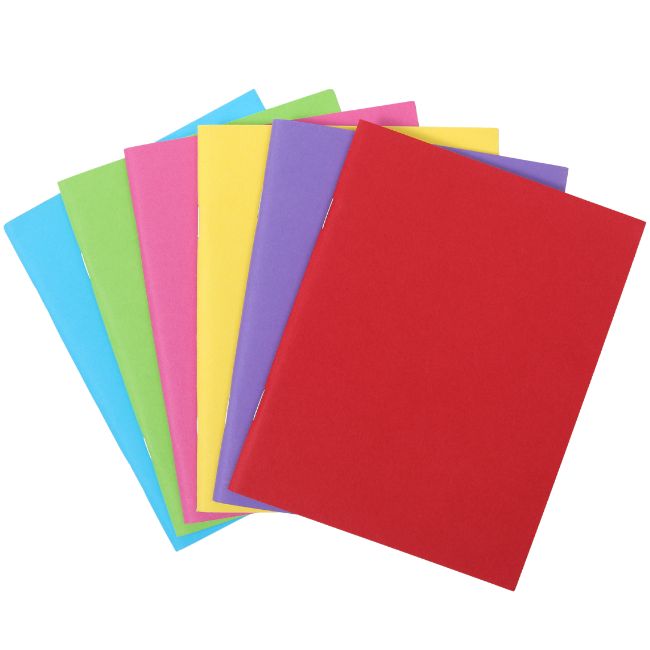 white background photography assorted colors blank book
