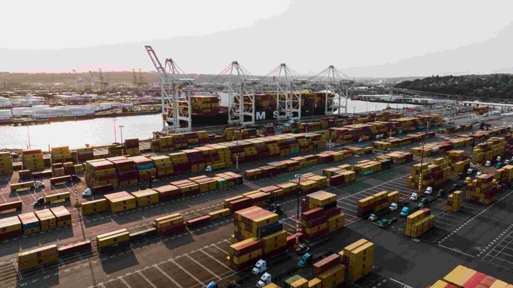 cargo port containers aerial