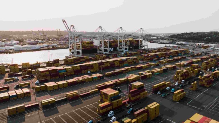cargo port containers aerial